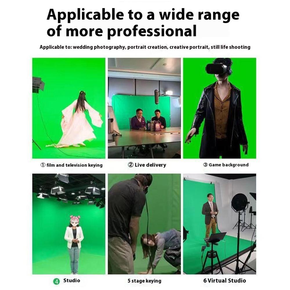 3x5m Green Screen Live Streaming Photography Video Recording Backdrop Cloth with 4 Traceless Nails