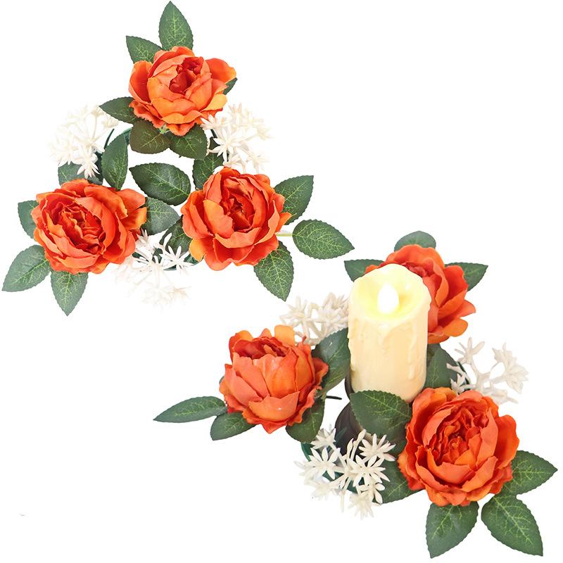 

Рождественский подсвечник, украшение, украшение стола, свадебная композиция, поддельный цветок, подсвечник, венок, украшение праздничного стола оранжевый