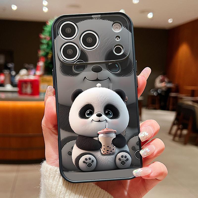 Milk Tea-drinking Panda Case For iPhone 17 Pro Max Magnetic For Magsafe Skin Feeling Cover For iPhone 16 15 14 13 Pro Max
