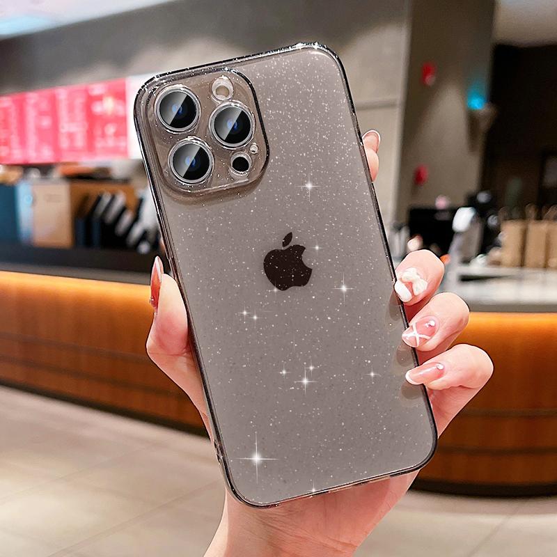 Luxusní třpytivý průhledný kryt Bling pro iPhone 17Air 16 15 14 Pro Max 13 12 11 X XR XS 14 Plus 7 8 Průhledný měkký akrylový kryt