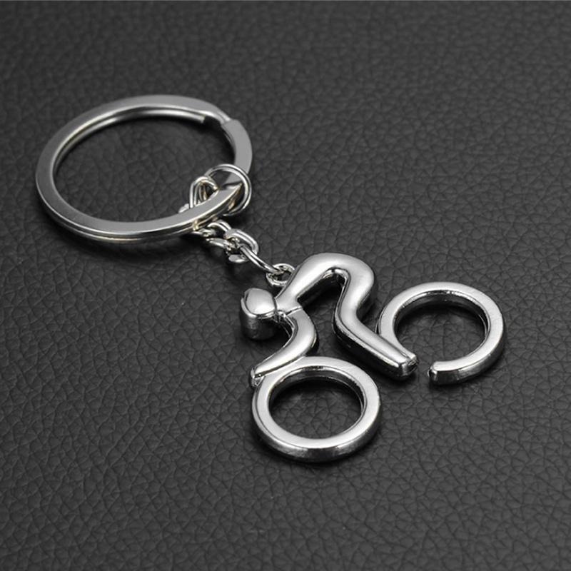 1pcs/2pcs Sport Man Keychain Metal Bicycle Bike Cycling Riding Keyring  Key Chains Hanging Accessories