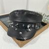 Trendy Black Women's Beret Pu Leather British Style Newsboy Cap Vintage Captain Caps Women's Accessories