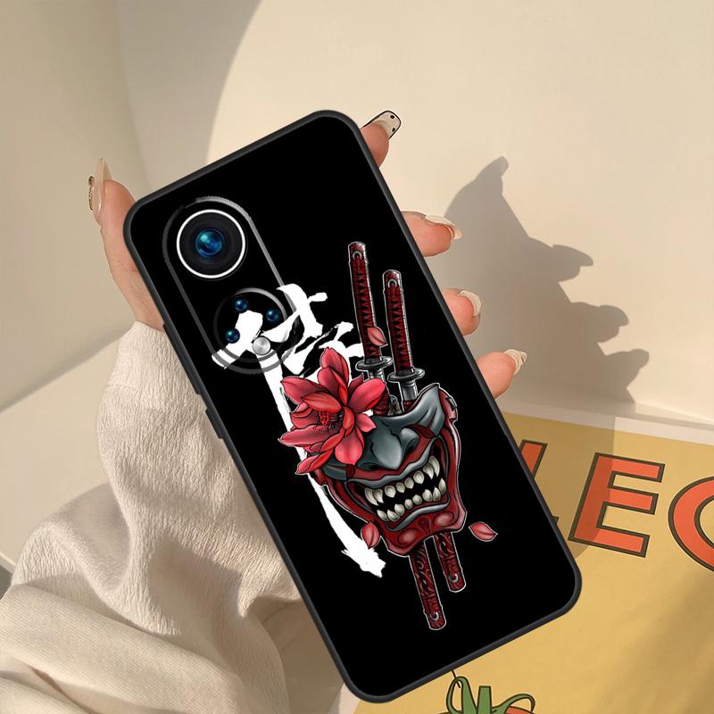 Samurai Oni Mask Case For Honor Magic 5 6 7 8 Pro Cover For Honor 400 200 Lite 50 70 90 X8a X8b X9a X9b X9c