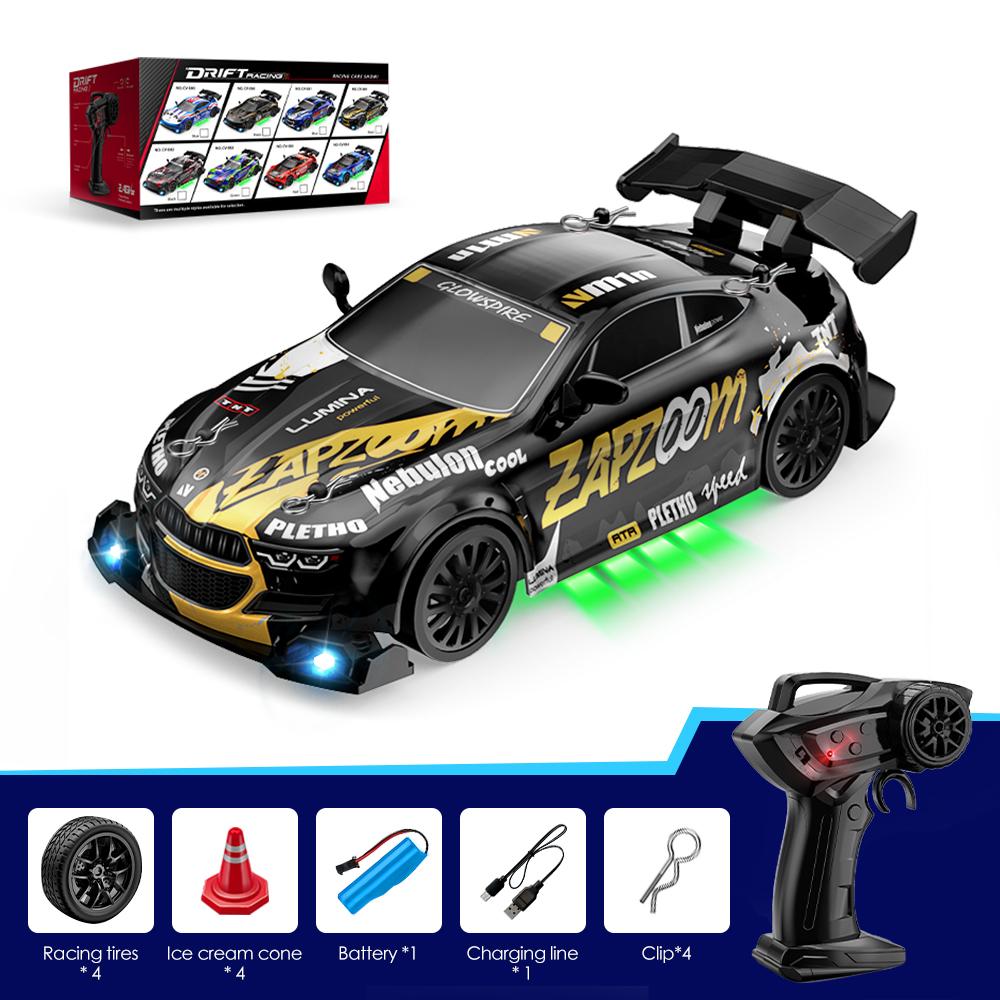 2026 Portable 2.4G Wireless 4-wheel Drive Drift RC Car 1:24 Scale with Cool Lights Stepless Speed Kids Remote Control Vehicle Christmas Birthday Gifts