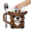Reindeer Ice Cream Pint Holder with Spoon Slot Thermal Protection Cup Coaster Animal Shape Christmas Ice Cream Cup Holder