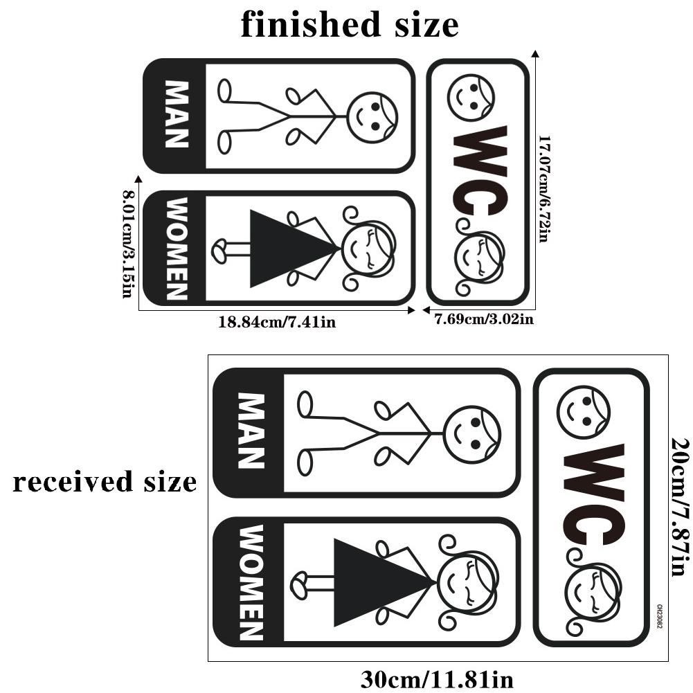 Tecknad Man Kvinna Söt Toalettskylt Dörrklistermärke Badrum Barn Dörrklistermärke Hemdekoration Avtagbar Dekal Affischer