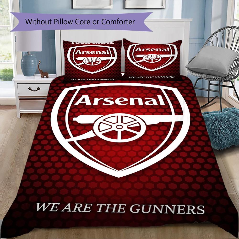 Custom Name Arsenal Pattern Bedding uilt Set uilt Cover Pillowcase Home Decoration Birthday Gift (1*duvet cover+2*pillowcase without core)