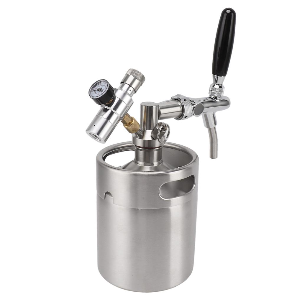 Mini butoi din oțel inoxidabil, 2L, cu injecție ușoară, reglabil, sistem de distribuție de bere acasă, ecartament 60PSI