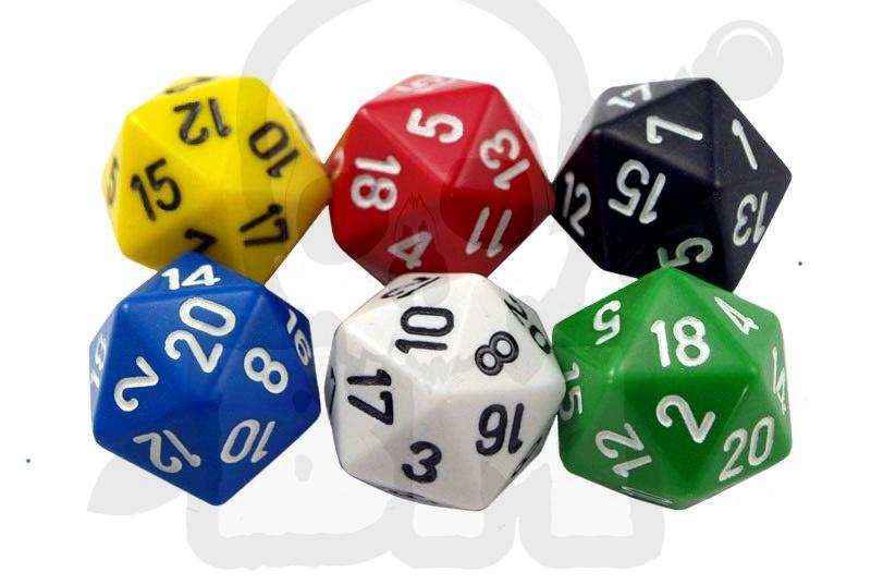 Bmz20-6 20 sided multi dice set of 6: 6 colours