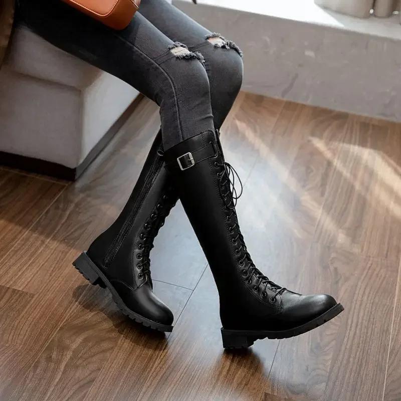 Fashion Autumn Winter 2024 Half High Boots for Women New In Mid Calf Shoes Woman Cosplay Fashion On Offer Comfortable and Elegant Hot Pu