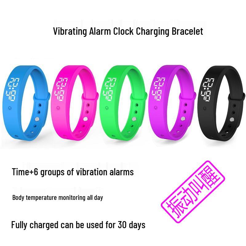 Silent Alarm Clock with Vibration Reminder, Body Temperature Monitor, Waterproof Student Smartwatch, Korean Style Trendy Design