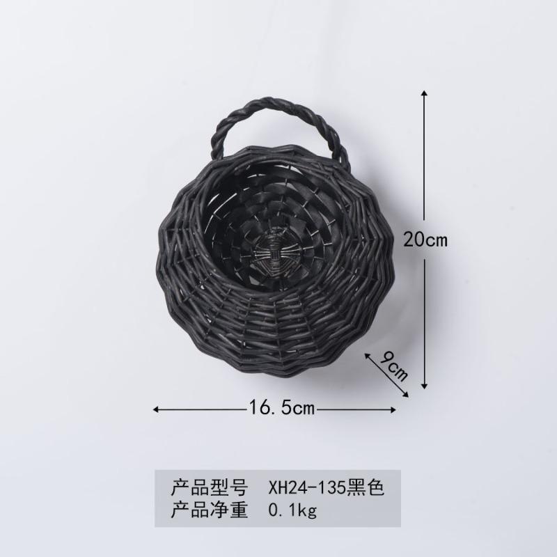 Rattan Flower Basket Willow Wall Hanging Flower Pot Creative Hand Woven Hanging Flower Basket Storage Basket Succulent Wall Hanging Flower Pot