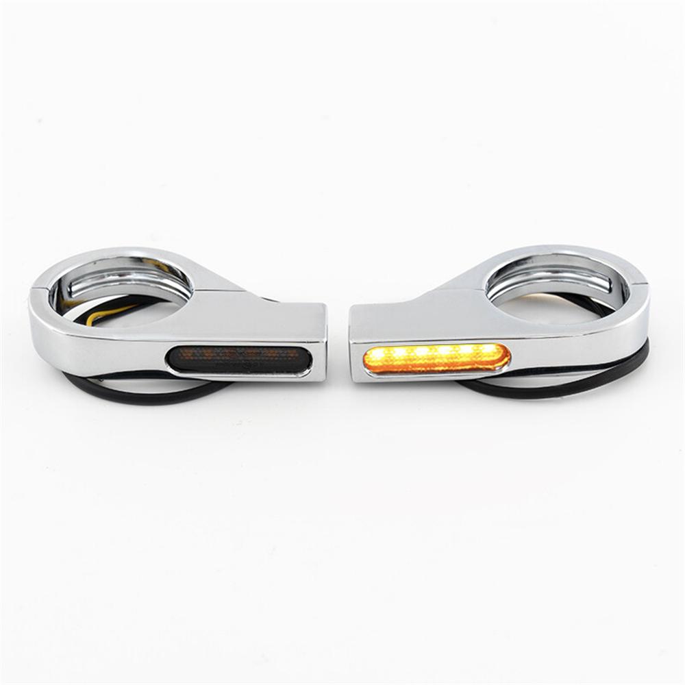 Motorcycle LED Turn Signal - 12V - 2x For 39-41mm Fork Mount Clamp DRL