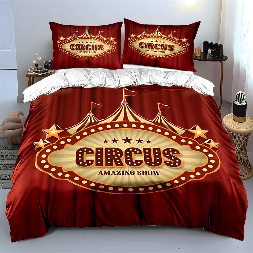 Circus Amazing Show Set Bedding Duvet Cover Set Duvet Cover Pillowcases (1*Duvet Cover 2*Pillowcases, without duvet insert)