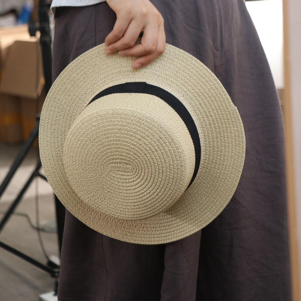 French Style Straw Hat Spring Summer Sun Hat Fashion Flat Tops Cap Men and Women
