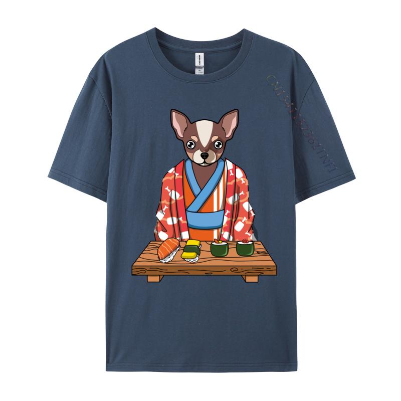 Urocze Kawaii Japońskie Chihuahua Pies Kimono Sushi Wygodna Koszulka z Czystej Bawełny Dla Studentów Codzienne Topy Koszula Koszulka Graficzna