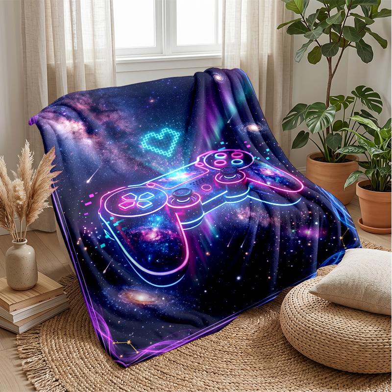 Galaxy Game Controller Theme Blanket Lightweight Warm Flannel Blanket Decorative Throw Blanket for Home Decoration