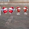 2D Flat 2pairs Y2K Fashion Christmas Hat Heart-Shaped Wine Glass Acrylic Dangle Earrings, Perfect Gift for Women, Christmas Party Jewelry