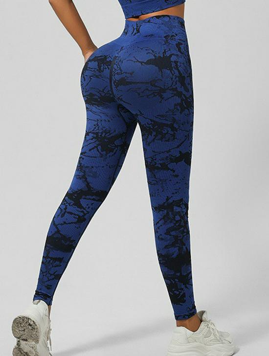 Seamless Tie-Dye Yoga Set: Beautiful Back Sports Bra & High-Waist Peach-Lifting Leggings for Women