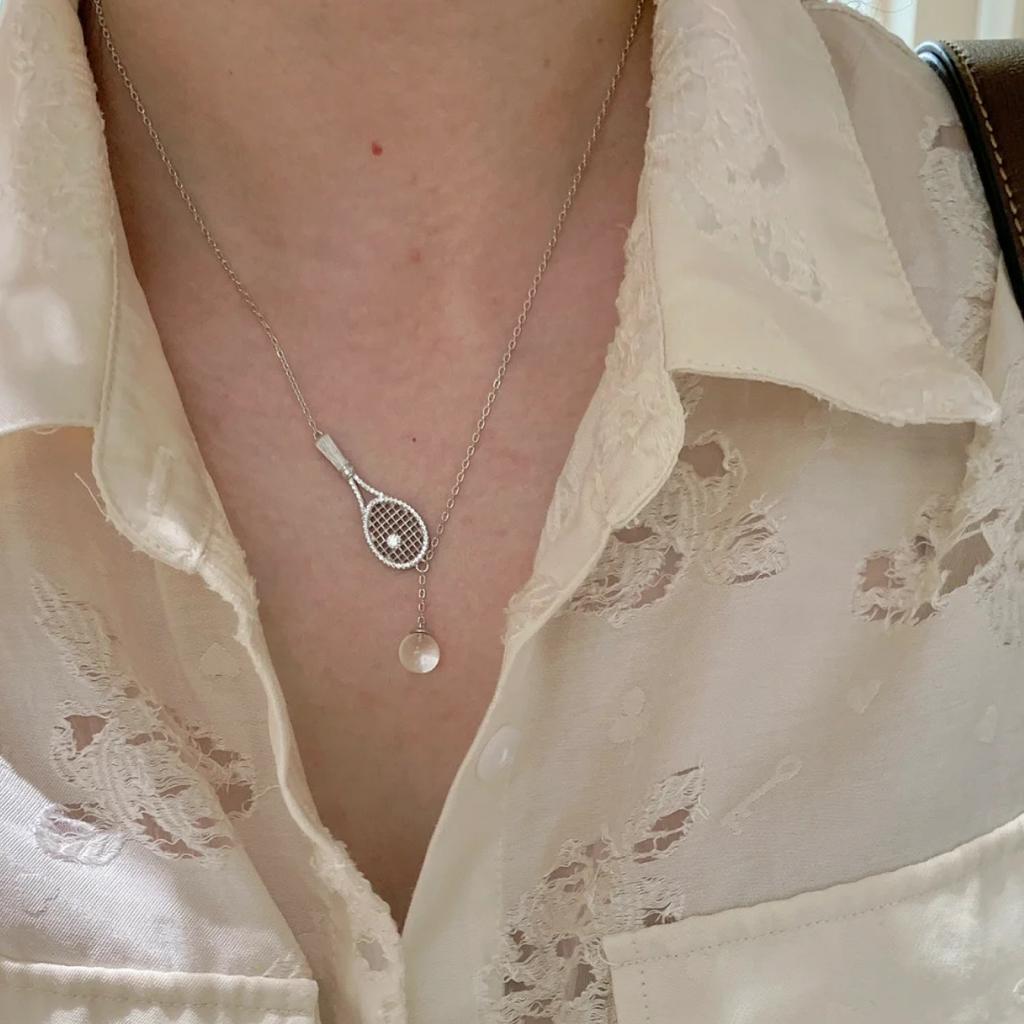 Neck Chain, Women's Light Luxury Tennis Racket Necklace, Women's Sports Style, Full of Craftsmanship, Personality, French Necklace Bracelet