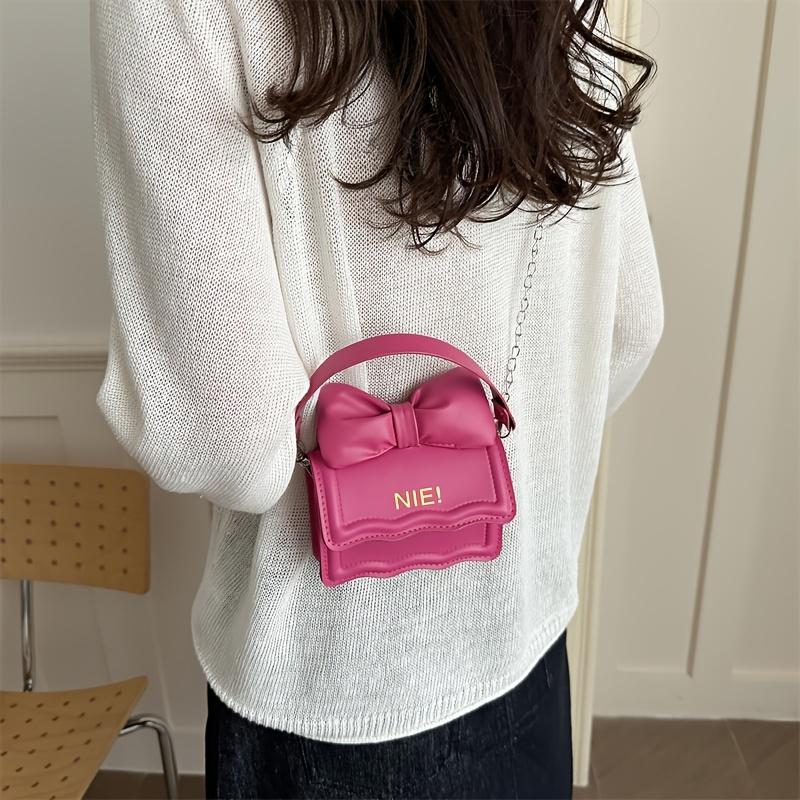 Women's crossbody bag, elegant chain shoulder bag, bow-knot small handbag, multi-functional commuting versatile casual fashionable small square bag