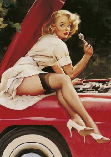 Pinup Girl Garage Car Retro Metal Tin Sign Poster Plaque Garage Wall Decor AAluminum 20x30cm（7.8x11.8inch）