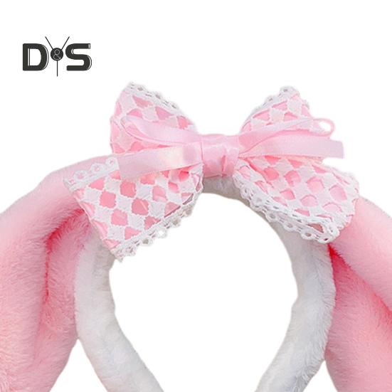 2 tk Tüdrukute peapaelad pitsiga Bowknot Plüüsist looma pikad kõrvad Decor Peapaela kostüüm Jõulupidude kohevad juuksed Aksessuaarid