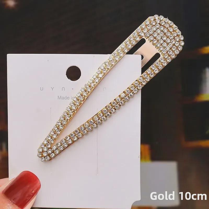 Geometrische Haarnadel mit Strasssteinen im koreanischen Stil – Goldfarbener Wassertropfen-BB-Clip
