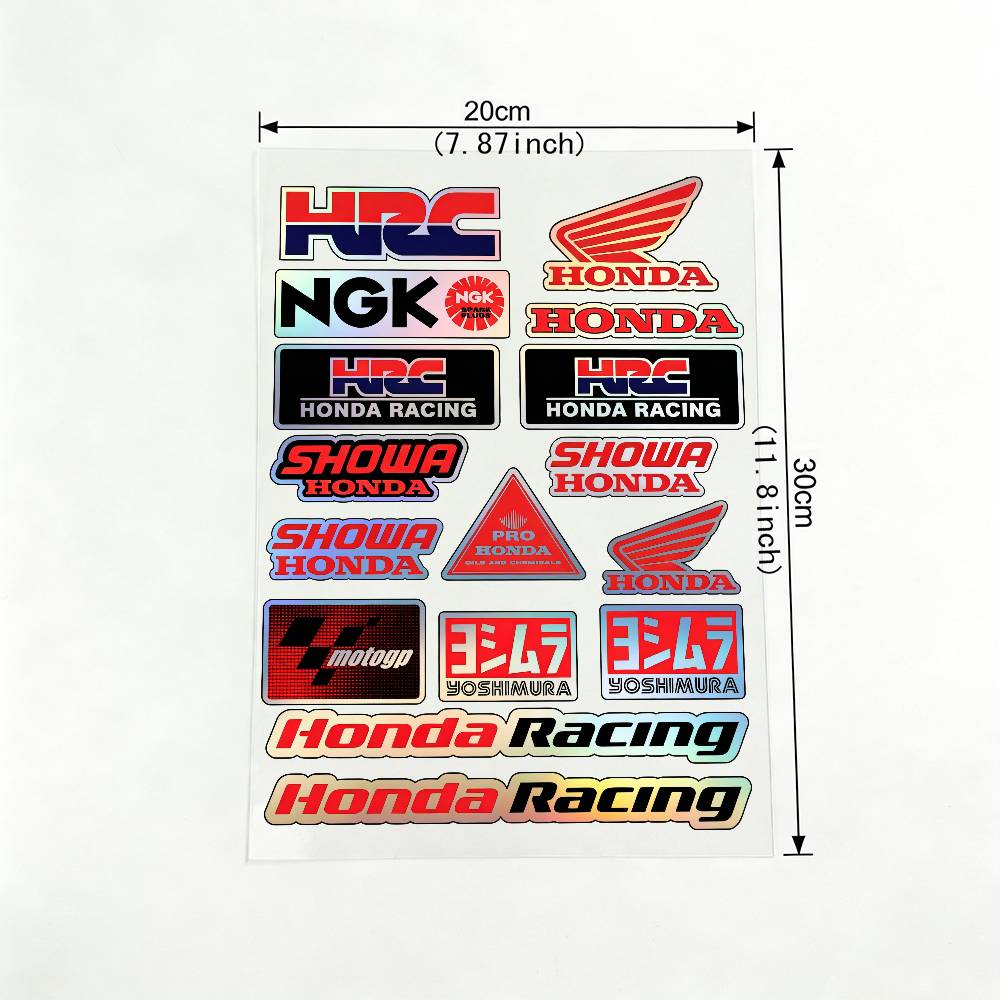 

Laser For Honda Reflective Motorcycle Stickers Waterproof Vinyl Decals For Motorbike Helmet Fuel Tank Bike 20x30cm