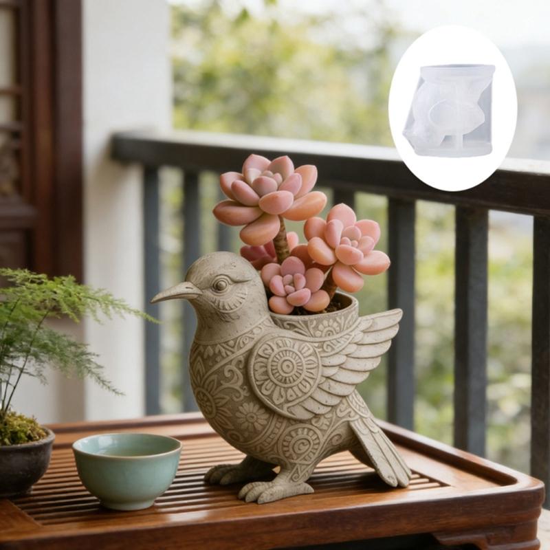 Multipurpose Silicone Mould For Handmade Concrete Flower Pots And Charm Resin Decoration Items In Bird Designs