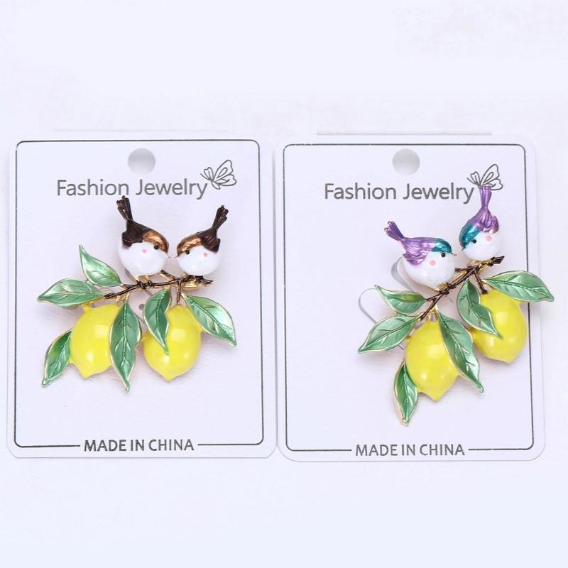Cartoon Style Lemon Bird Alloy Safety Badge Pin Spring Summer Fashion Unisex Brooch Decorative Scarf Clip Bag Charm