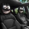 Vehicle Interior Comfort Accessories Halloween Car Headrest Cover, Scary Pattern Print Stretchable Soft Fabric Guard Protector, Breathable Polyester