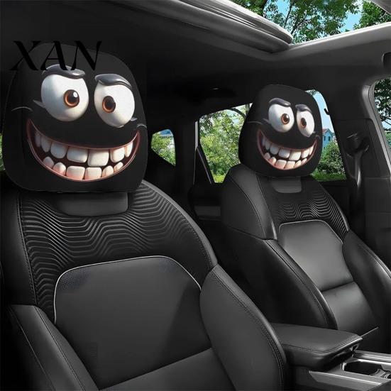 Vehicle Interior Comfort Accessories Halloween Car Headrest Cover, Scary Pattern Print Stretchable Soft Fabric Guard Protector, Breathable Polyester