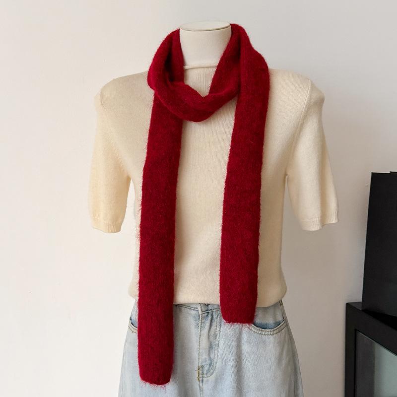 

Korean Style Knitted Scarf Women Winter Warm Scarves Solid Cashmere Design Thickened Shawl Soft Long Pashmina Neck 10x180cm