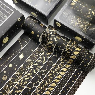 10 sztuk/zestaw złote tłoczenie taśma Washi zapakowana w pudełko taśma maskująca śliczna dekoracyjna taśma klejąca Scrapbooking naklejka do terminarza artykuły papiernicze