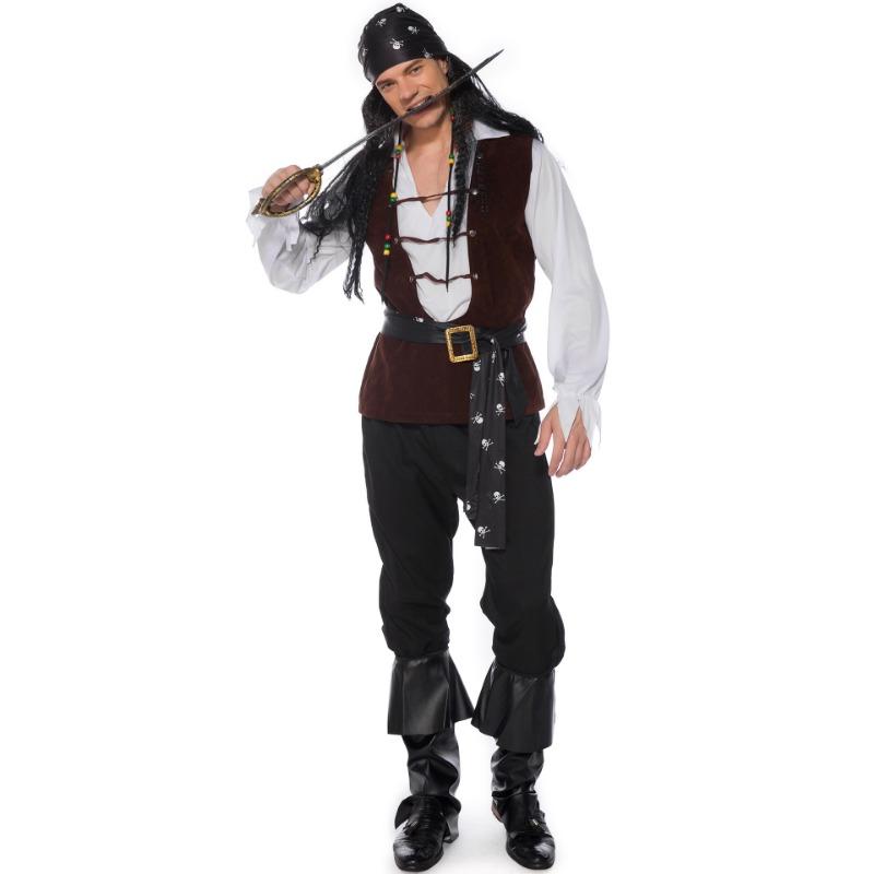 Pirate Adult Men's Suit Halloween Pirate Captain of the Caribbean Suit