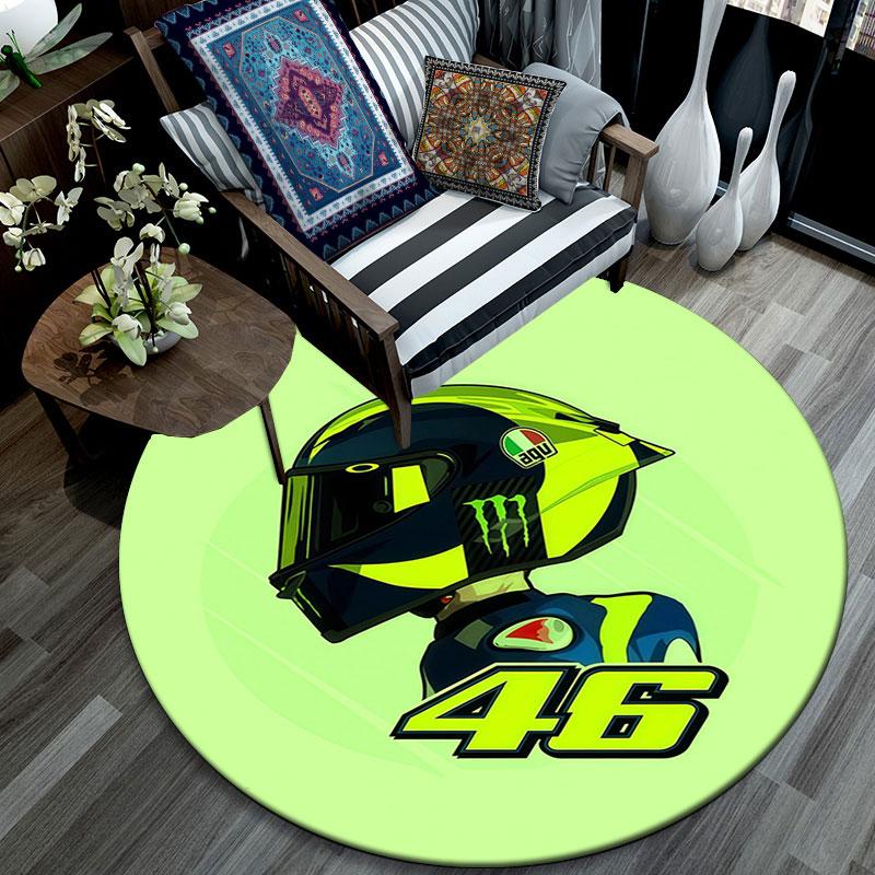 VR46 pattern round rug,Carpet Rug for Living Room Bedroom Playroom ,Non-slip Floor Mat,Holiday Gifts and Birthday Gifts.