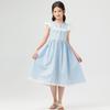 Modisches Baumwollkleid für Mädchen für den Sommer, Prinzessinnenstil für Kinder, Hellblaues Kleid für Kinder