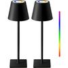 KDG 2 Pack Cordless Black Table Lamps, Rechargeable Portable LED Desk Lamps | 5000mAh Battery Operated 3 Color Stepless Dimming Up for Restaurant,