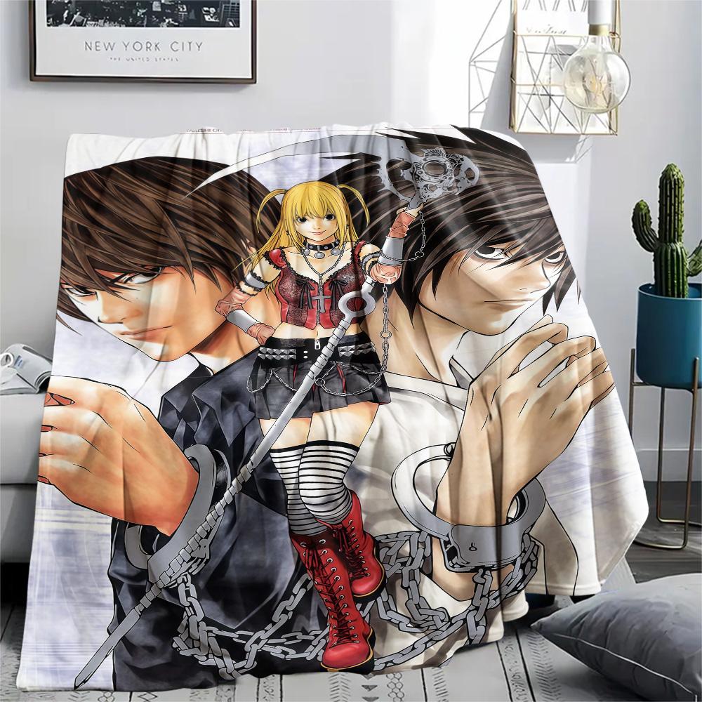 1Pc Death Note Anime Print Flannel Blanket High Quality Warm Comfortable Cover for All Seasons Perfect for Gifts Home Decor