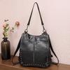 New versatile commuter tote bag street punk saddle bag women's high-end simple rivet messenger bag