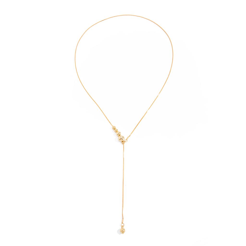 Ingemark Vintage Simple Beads Long Pendant Chokers Necklace for Women Trendy Sexy Gold Color Metal Chain Party New Jewelry Gifts