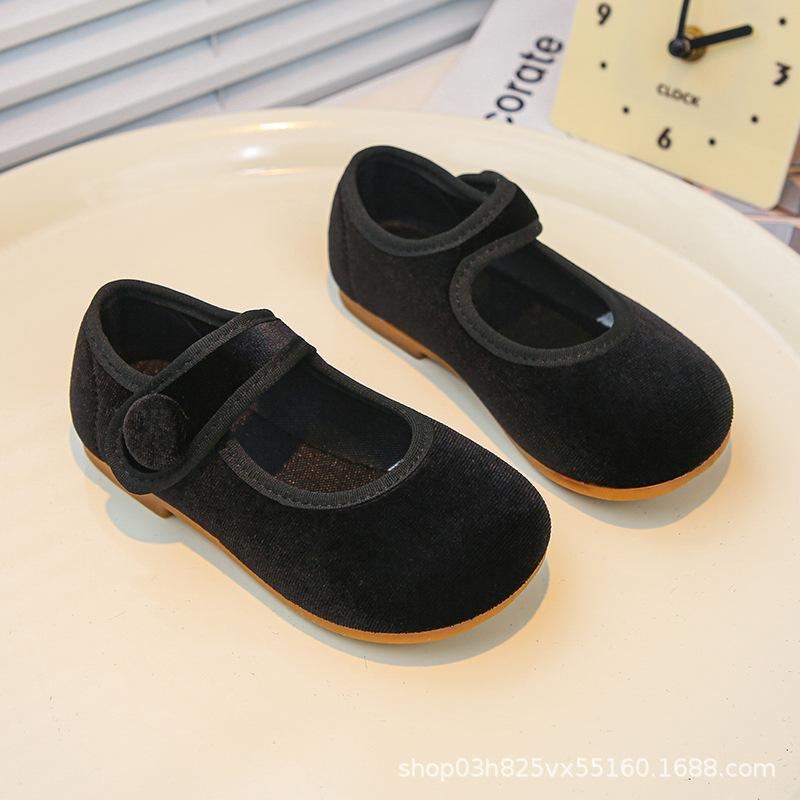Autumn new girls' leather shoe soft soled child shoes fashion girls single shoe velvet girl shoe anti slip girl princess shoes