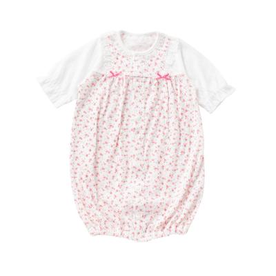 De Relaxed Jersey Small Floral Pattern All Dress All Snap Baby Hospital Floral Small [Cream Coco] Two-Way [Crotch Replacement/2way] 3/4 Sleeves, 3/4
