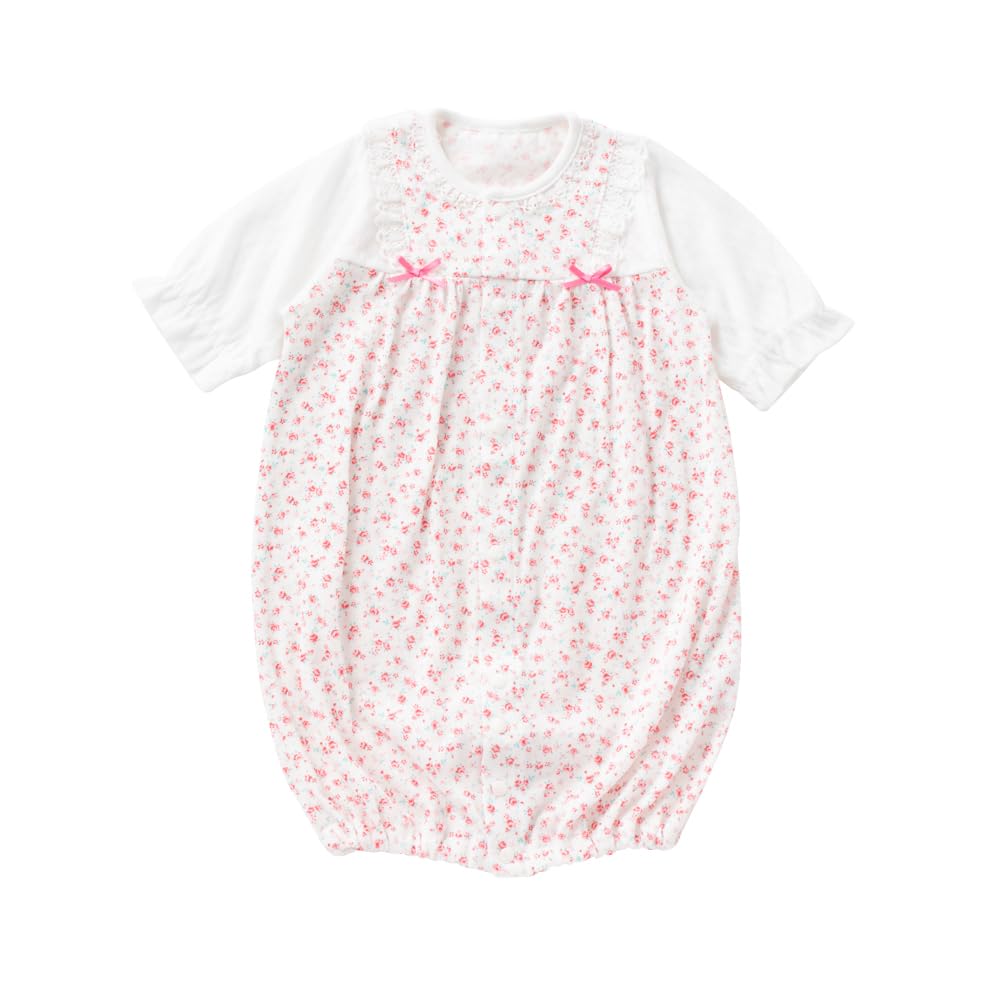 de Relaxed Jersey Small Floral Pattern All Dress All Snap Baby Hospital Floral Small [Cream Coco] Two-Way [Crotch Replacement/2way] 3/4 Sleeves, 3/4