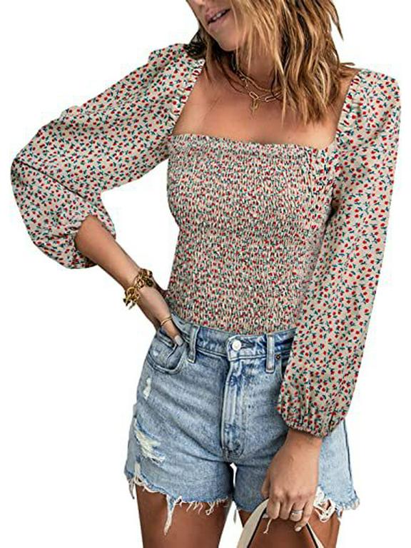 

Европейско-американская футболка с квадратным вырезом, длинным рукавом и облегающего кроя: Женский новый весенний стиль облегающий топ Extra Extra Large абрикосовый