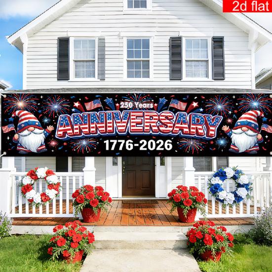 250th Anniversary Banner 6.5x1.5ft 250 Years of Freedom American Patriotic Decoration