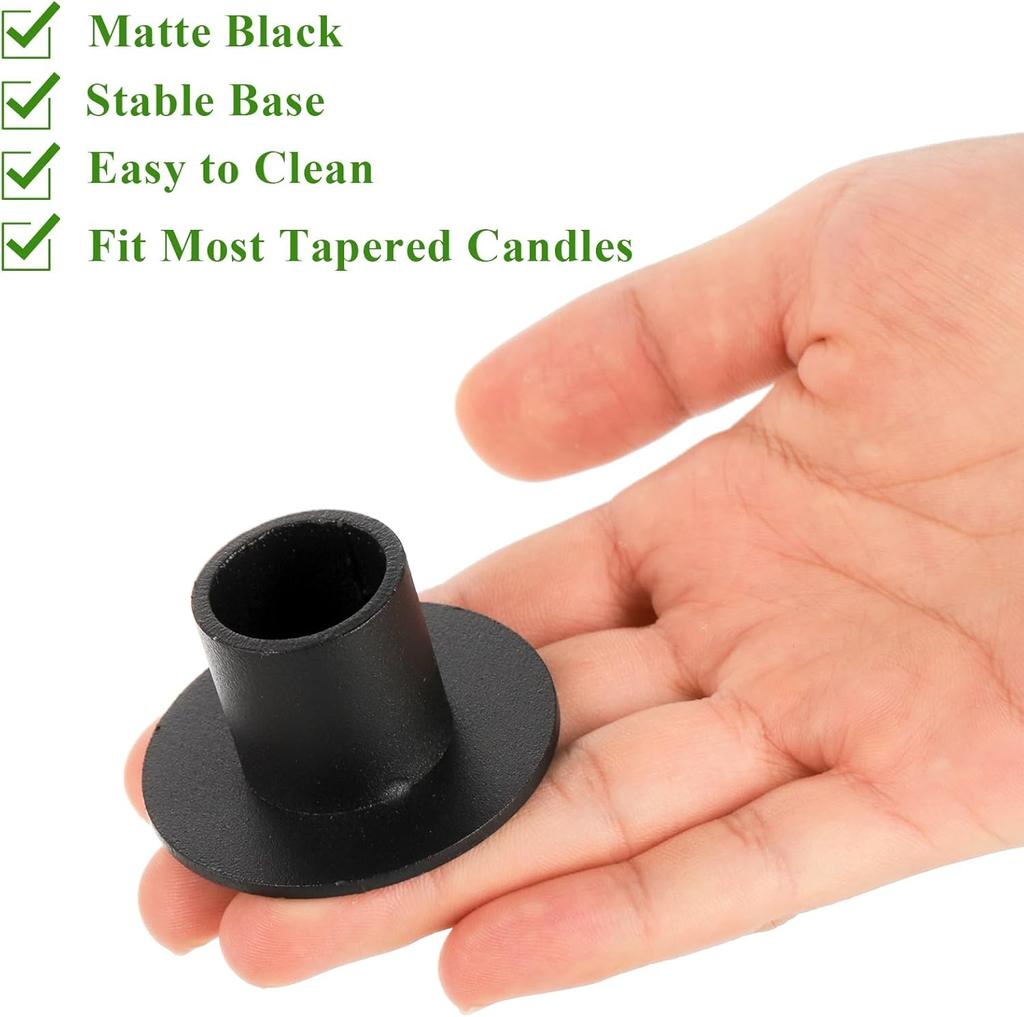 Set of 2/6 Taper Candle Holders, Matte Metal Candlestick Holders Bulk, Table Centerpiece, Black / Gold