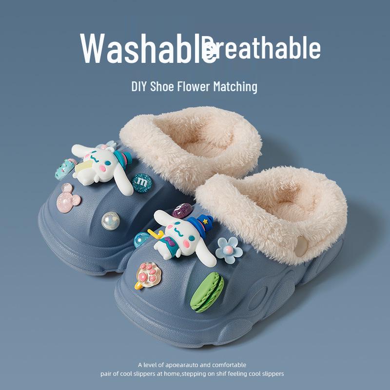 Waterproof Cotton Slippers for Girls: Non-Slip, Warm Cinnamoroll Design, Squishy Indoor Winter Shoes. 33