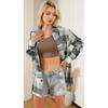 DAFIFY Women's Fashion Casual Spring Autumn Plaid Print Long Sleeve POLO Neck Blouses & Shirts